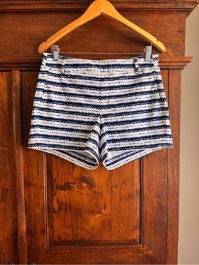 Spanx Sunshine Shorts Blue Painted Stripe 4” Size Medium